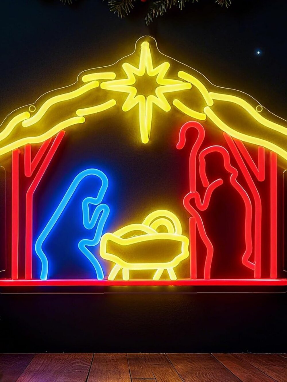 NEW Nativity Scene LED Neon Sign USB Christmas Manger Star 16.14 x 12.01